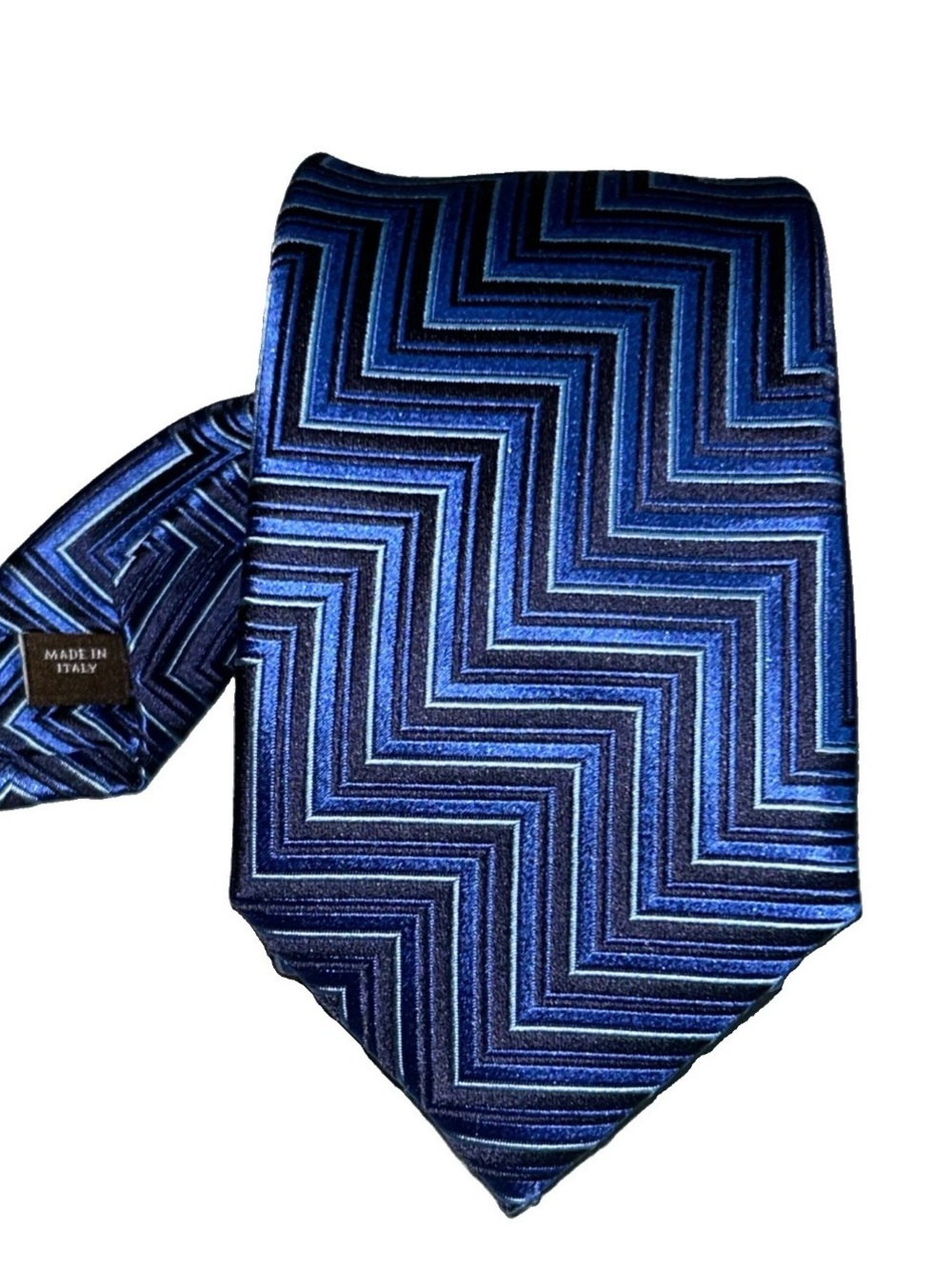 Robert Talbott Estate Blue Chevron Silk Tie Made in Italy